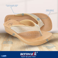 Aerowalk Women's Slip-On Mid Heel GOLD Slipper 08FK