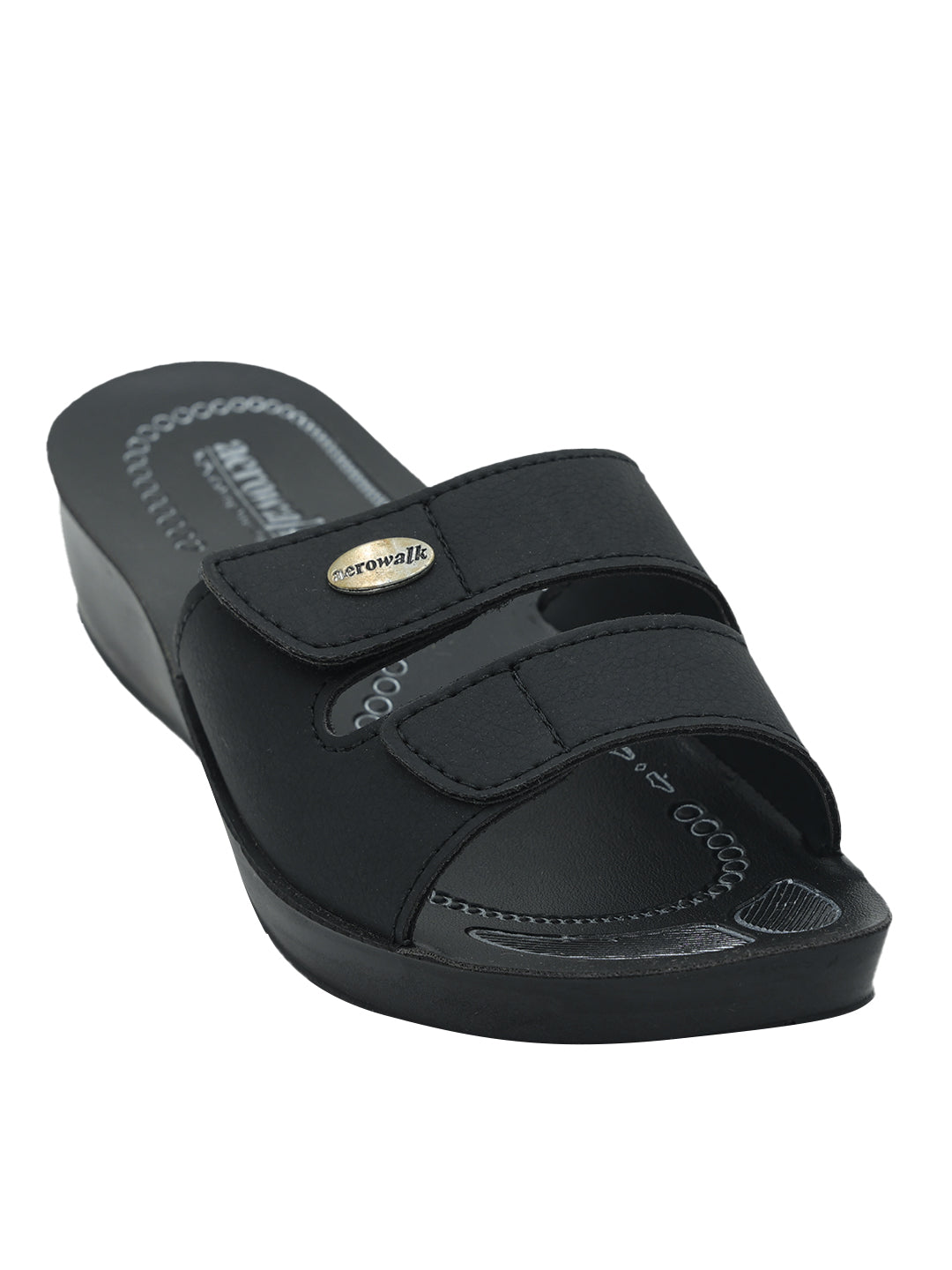 Aerowalk Women's Slip-On Slipper For Casual use  0402_BLACK