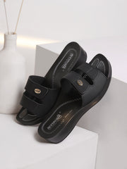 Aerowalk Women's Slip-On Slipper For Casual use  0402_BLACK