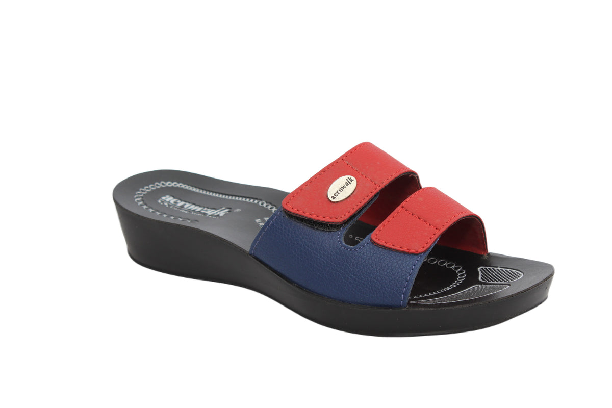 Aerowalk Women's Slip-On Slipper For Casual use  0423_RED+BLUE