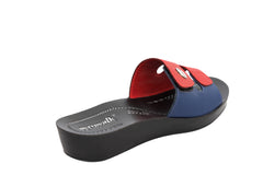 Aerowalk Women's Slip-On Slipper For Casual use  0423_RED+BLUE