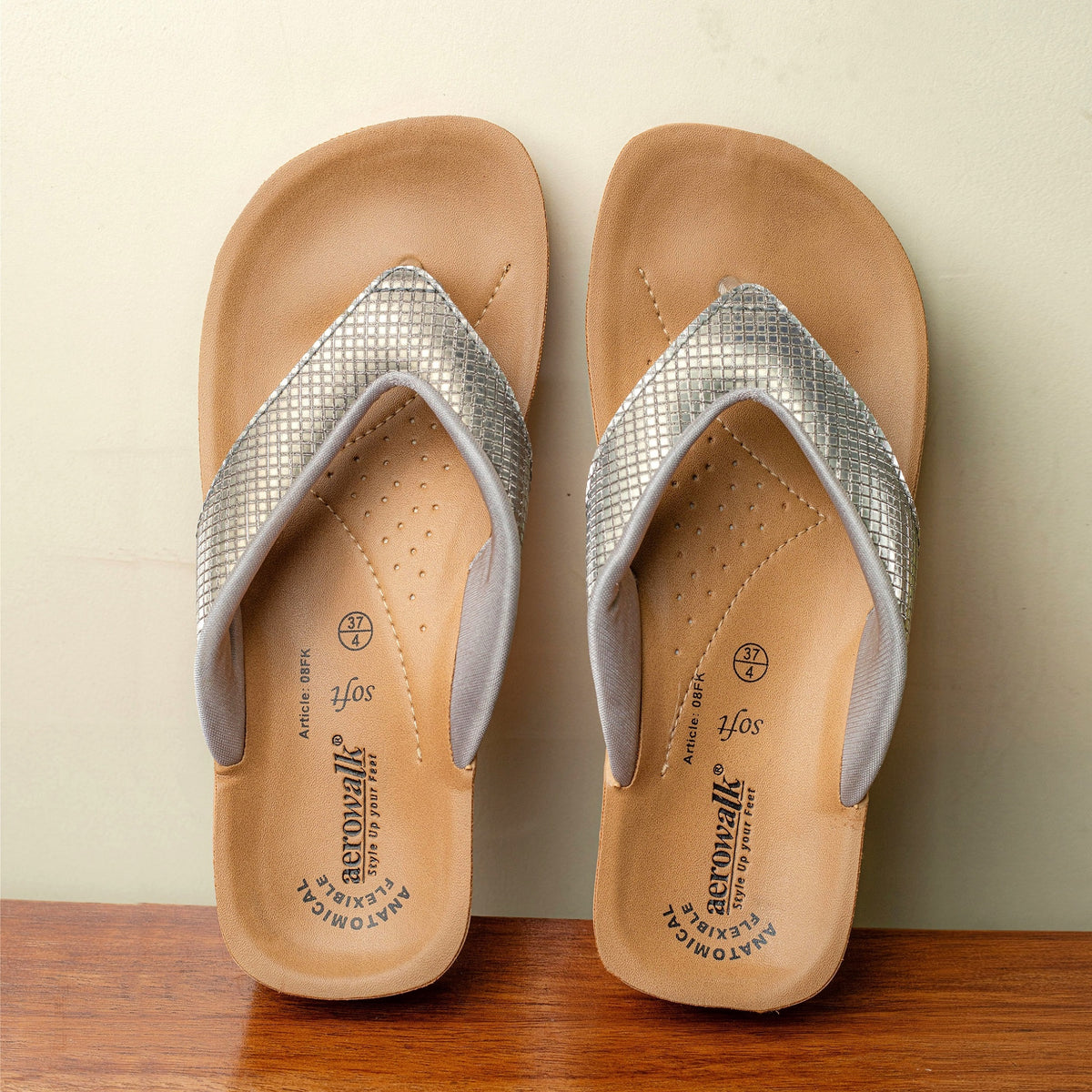 Aerowalk Women's Slip-On Mid Heel GREY Slipper 08FK