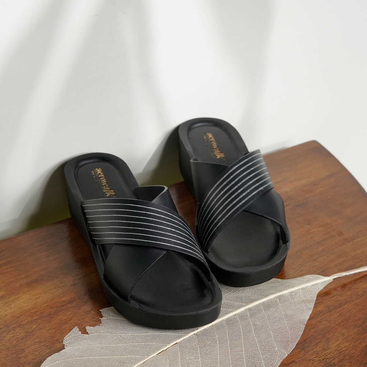 Aerowalk Women's PU Slipper AT28_BLACK